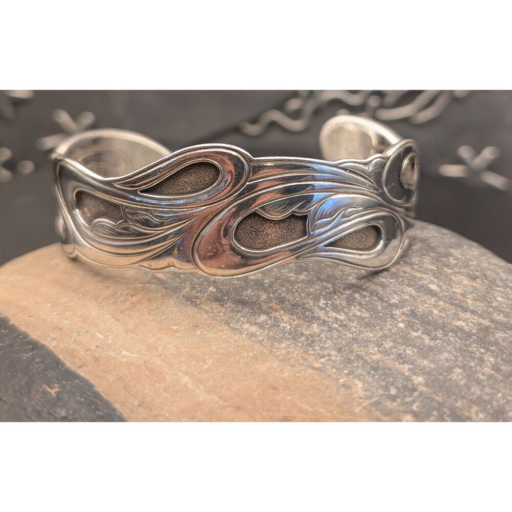Kit Carson Sterling Cuff Bracelet • Signed 925 • 50.12g Wave Motif